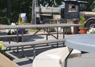 Picnic tables on patio at Dairy King